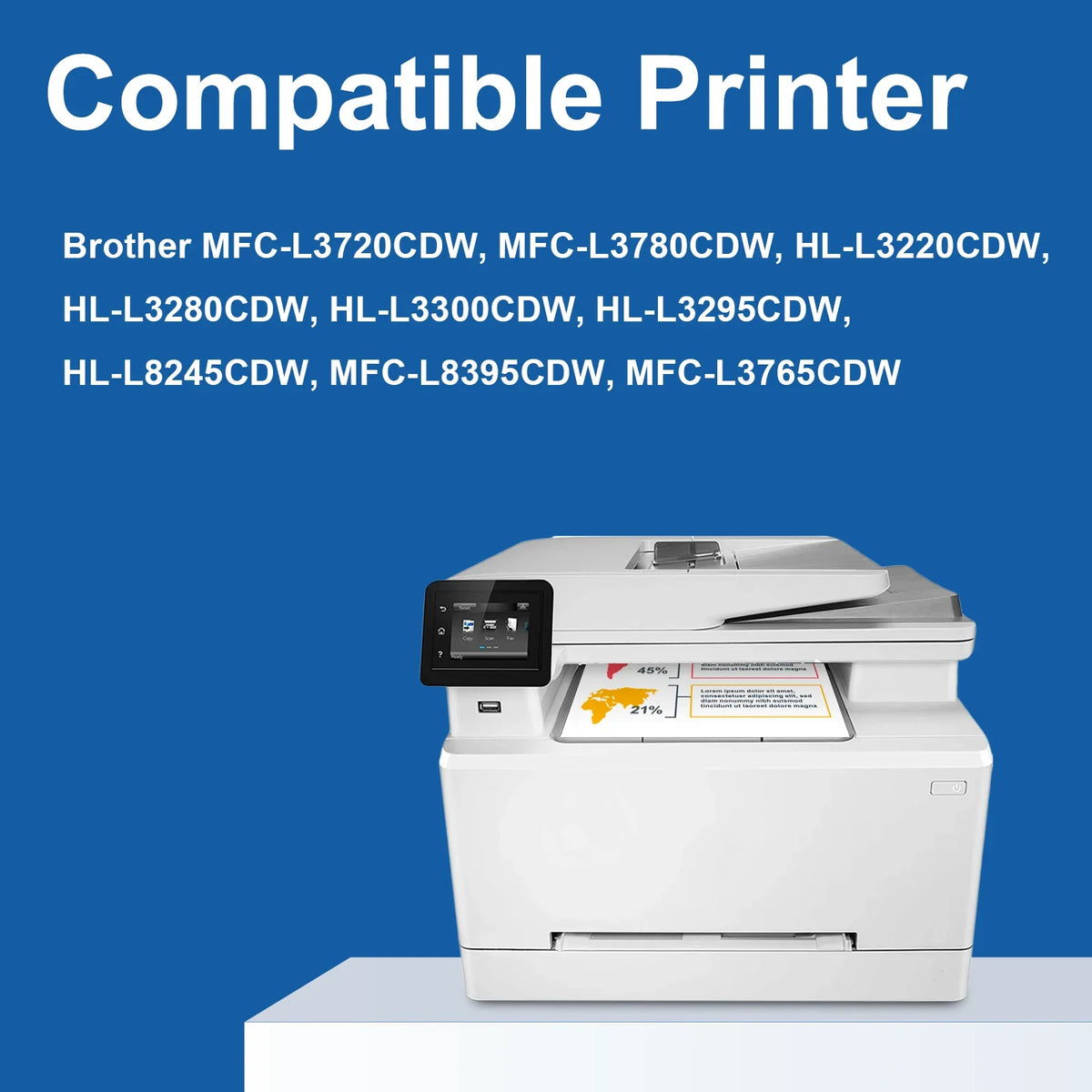 myCartridge Brother MFC-L3780CDW Toner With Chip 4-Pack (Black, Cyan, Yellow, Magenta) | Brother MFC-L3780CDW · TN229XL High-Yield · Latest Chip Version