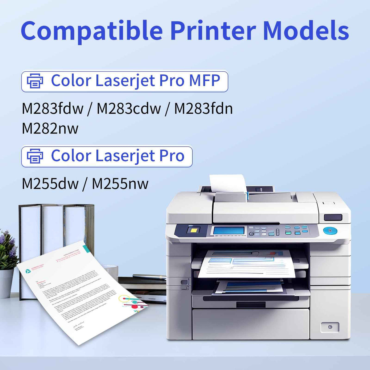 myCartridge HP Color LaserJet Pro M255dw Toner With Chip 4-Pack (Black, Cyan, Yellow, Magenta) | HP Color LaserJet Pro M255dw · High-Yield · Latest Chip Version