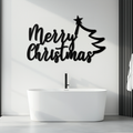 Merry Christmas Tree Metal Wall Art - Holiday Season Script Steel Decor- KAF316