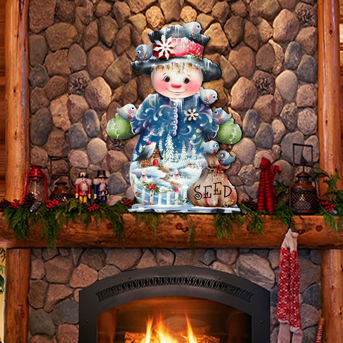 Freezing Friends (Frosting Sparkle) Door Decor by Jamie Mills-Price - Christmas Santa Snowman Decor - 8457511H