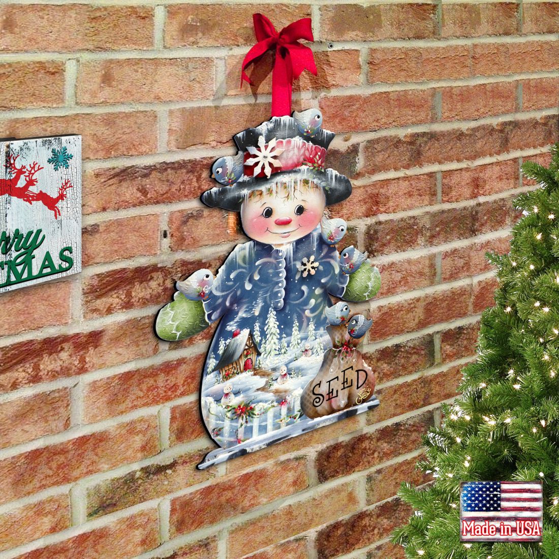 Freezing Friends (Frosting Sparkle) Door Decor by Jamie Mills-Price - Christmas Santa Snowman Decor - 8457511H