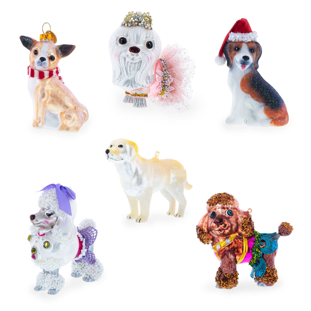 Poodle Glass Christmas Ornament