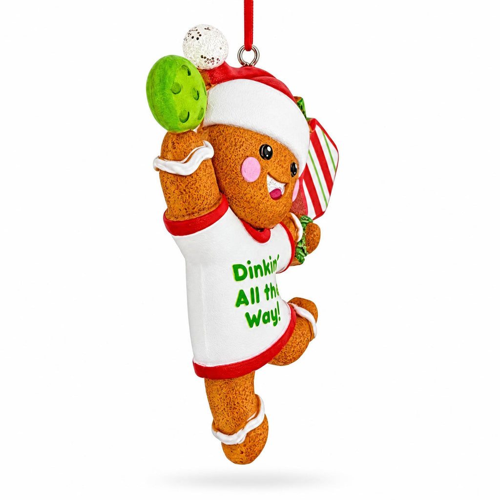 Dinkin' All The Way Gingerbread Pickleball Resin Christmas Ornament