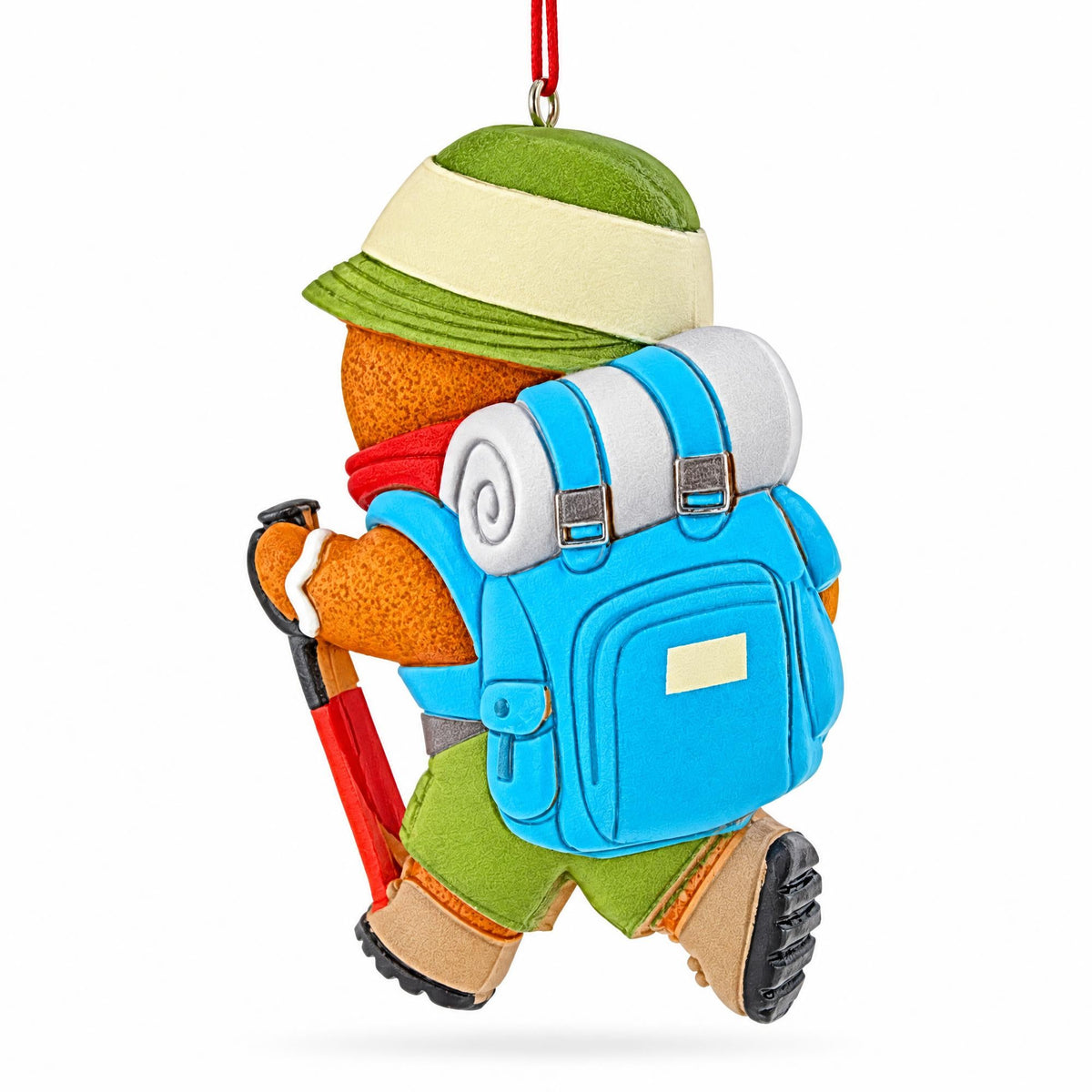 Hiking Gingerbread Man With Backpack Compass Resin Christmas Ornament