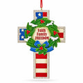 American Flag Patriotic Cross Faith Family Freedom Resin Christmas Ornament