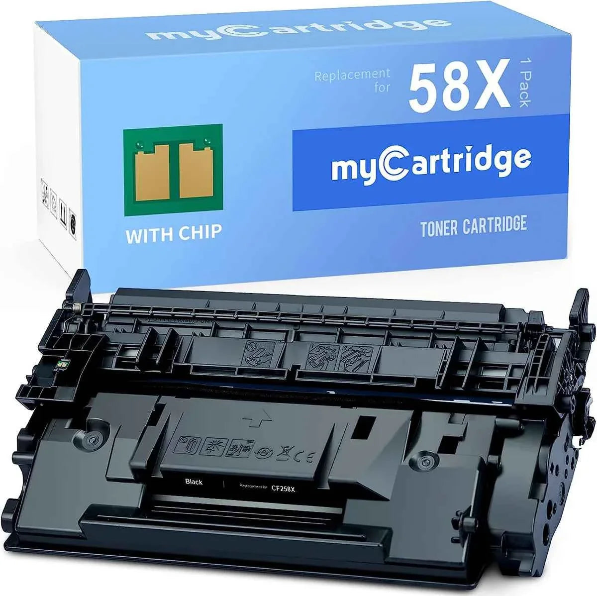 myCartridge Remanufactured Compatible HP 58X CF258X Toner Cartridge with Chip 1-Pack Black | LaserJet Pro M404n · M404dn · M404dw · MFP M428dw · M428fdn · M428fdw · Enterprise M406dn · MFP M430f | 10000 Pages