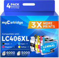 myCartridge Brother MFC-J4335DW Ink Cartridges With Chip 4-Pack (Black, Cyan, Magenta, Yellow) | Brother MFC-J4335DW · LC406XL High Yield · Smart Chips Installed