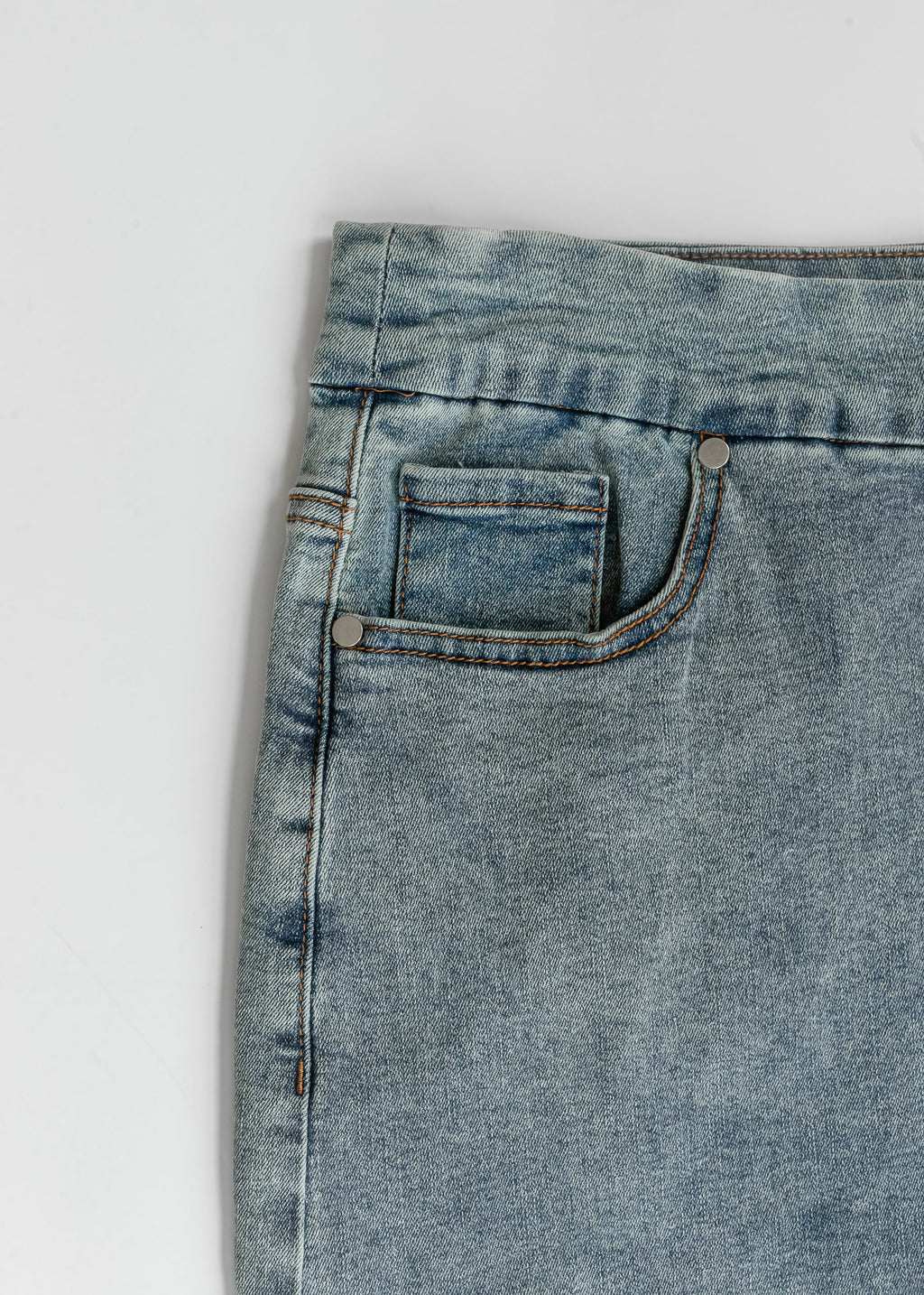 Sandra Classic Wash Midi Denim Skirt